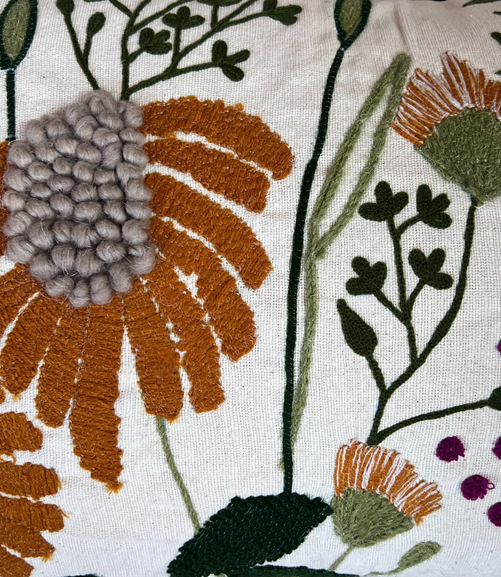 16" x 24" Oversized Floral Embroidered Throw Pillow Cover Sham