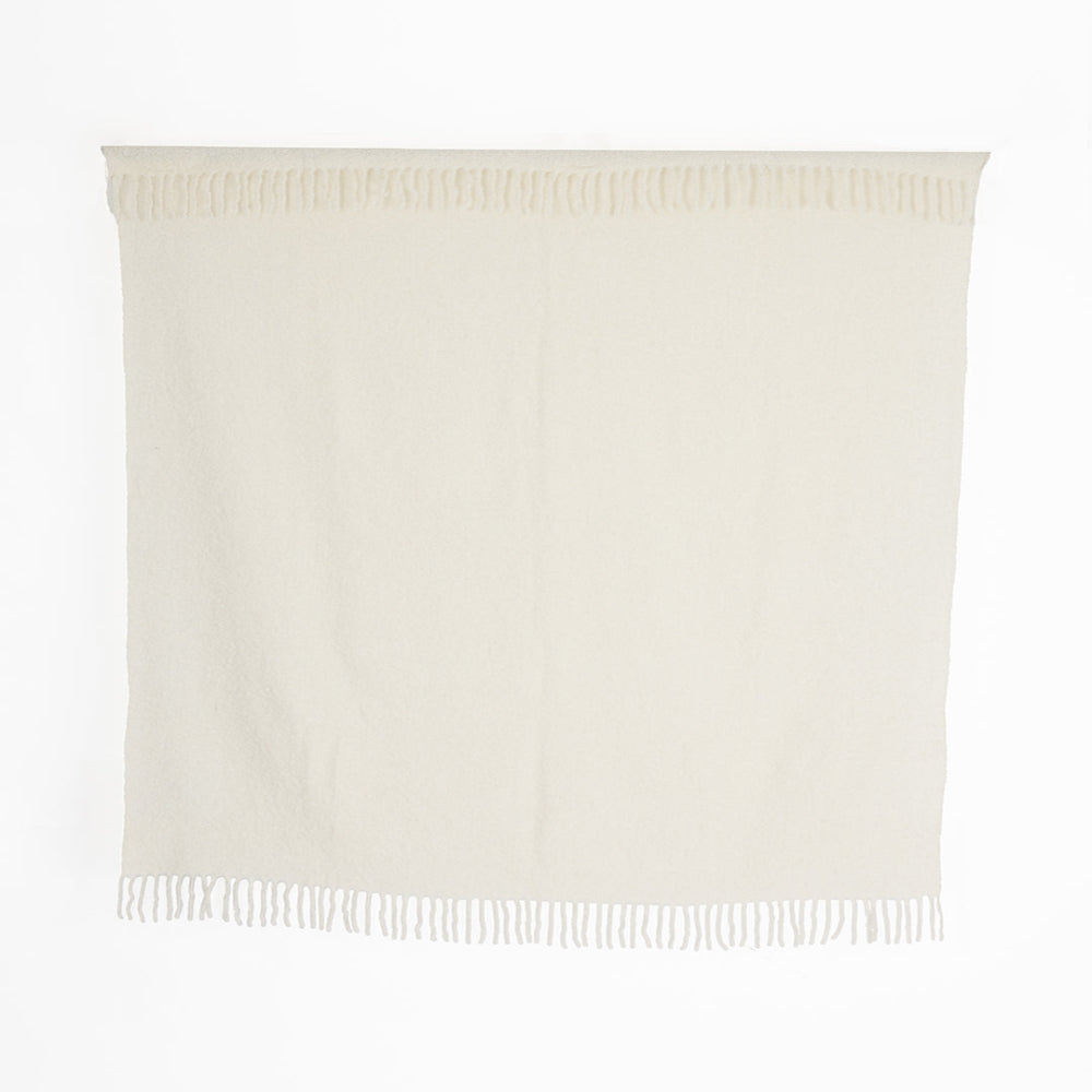 Handloomed Alpaca Bouclé Ivory Throw Blanket From Peru