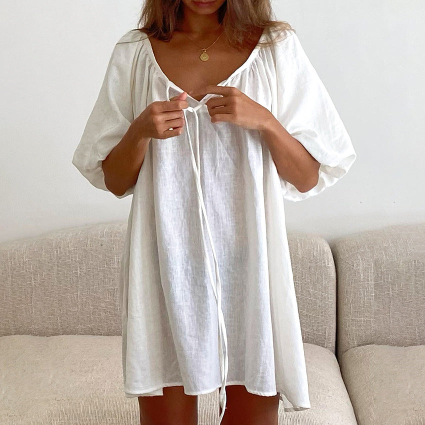 Womens Comfortable Cotton Nightgown Loungewear