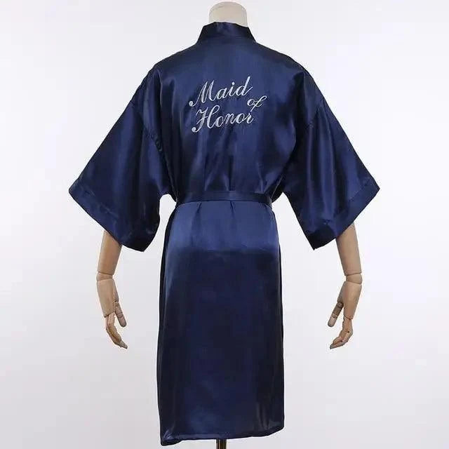 Elegant Wedding Bride Robe Lightweight Short Silk Sleepwear Women Indoor Bathrobes