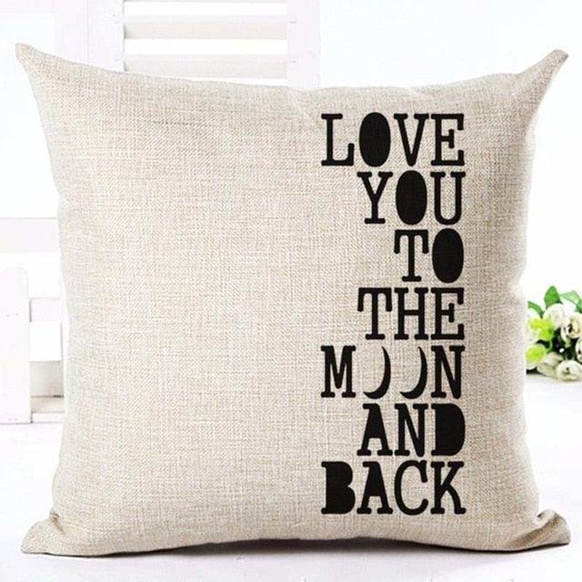 Letter Love Home Cushion Covers Cotton Linen Black White Pillow Cover I Love You Forever and Always Throw Pillow Case Love Letter Pillow Cushion Covers Fashion Home Decor Cover Sofa Bed Nordic Decorative Pillow Case 45x45CM